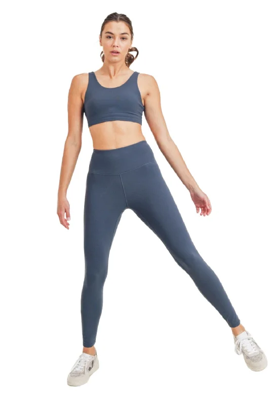 Mono B Bronze - TACTEL-Lycra High-Impact Leggings APH-A034 Cozy Textured Workout Leggings