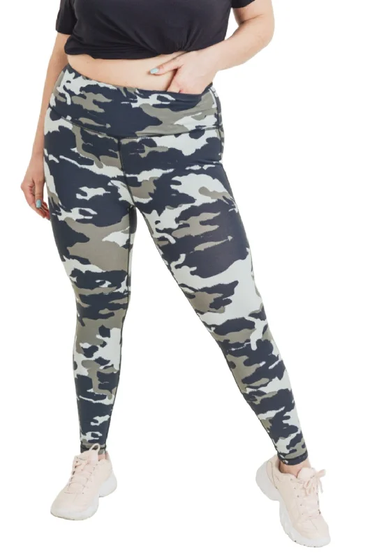 Mono B Jungle Camo High Waist Leggings APH2628 and Plus Comfortable Classic Yoga Leggings