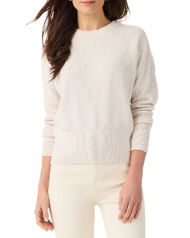 NIC & ZOE Stitched Crew Sweater Transparent Opaque Sheer