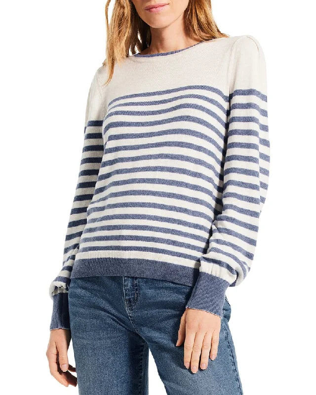 NIC+ZOE Striped Femme Sleeve Sweater Chenille Fabric Brocade Fabric Lace Fabric