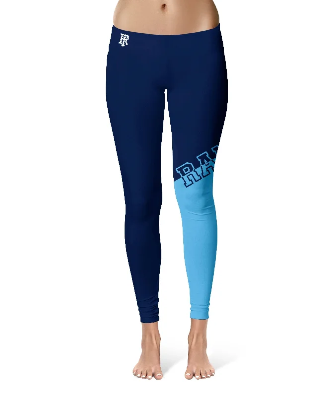 Rhode Island Rams Game Day Leg Color Block Navy Blue Yoga Leggings for Women by Vive La Fete Trendy Seamless Fit Leggings