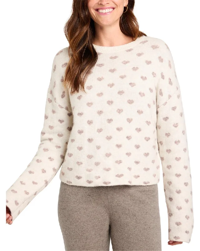 Splendid Lolly Hearts Wool-Blend Sweater Long Sweater Short Sweater Cropped Sweater