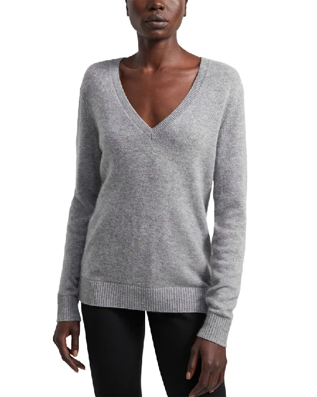 Theory V-Neck Cashmere Sweater Bright Pastel Dark