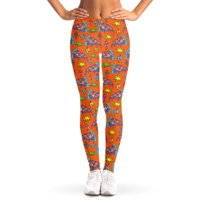 Trippy Pizza Pattern Print Women's Leggings Chic Velvet Soft Leggings