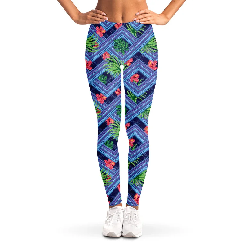 Tropical Aztec Geometric Pattern Print Women's Leggings Comfortable Slip-On Leggings