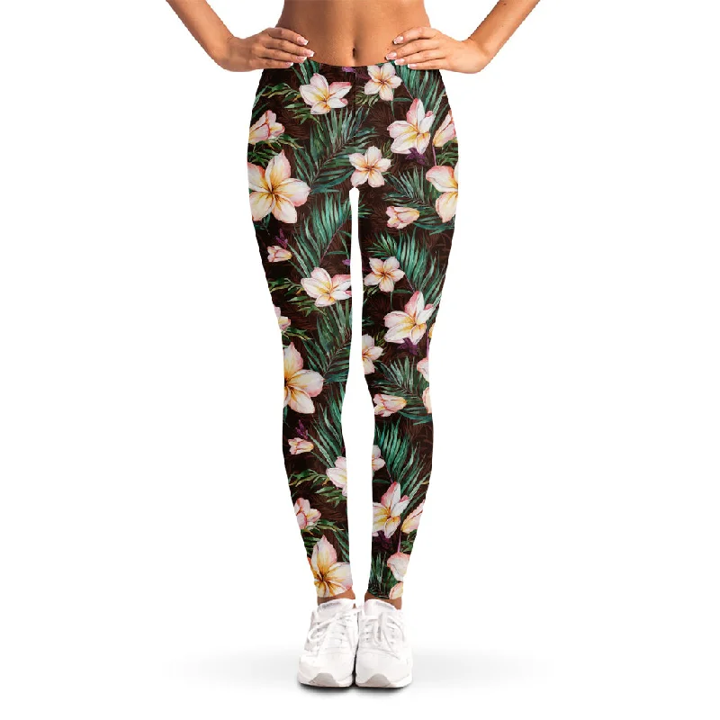 Tropical Frangipani Flower Print Women's Leggings Stylish High-Waisted Leggings