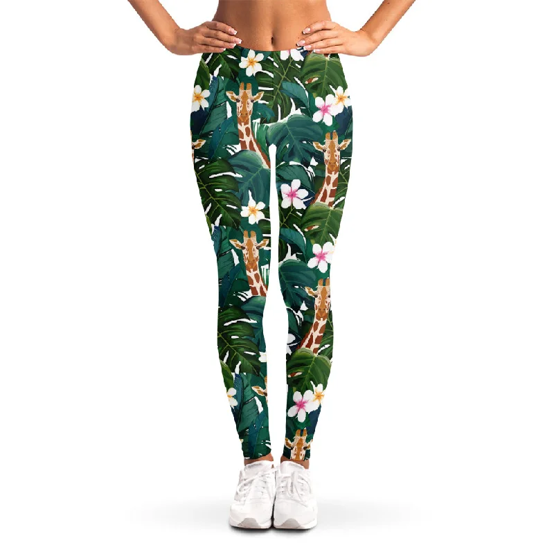 Tropical Giraffe Pattern Print Women's Leggings Cozy Bootcut Leggings