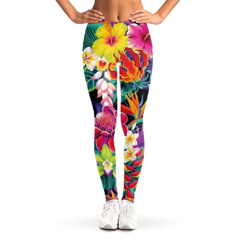 Tropical Hummingbird Print Women's Leggings Elegant Casual Fit Leggings