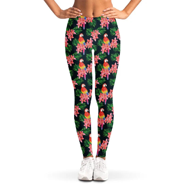 Tropical Parrot Pattern Print Women's Leggings Fashionable Smooth Fit Leggings