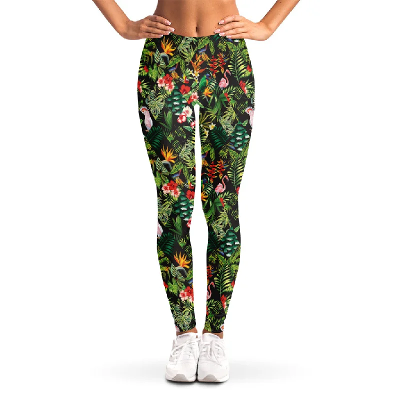 Tropical Patchwork Pattern Print Women's Leggings Trendy Spandex Leggings