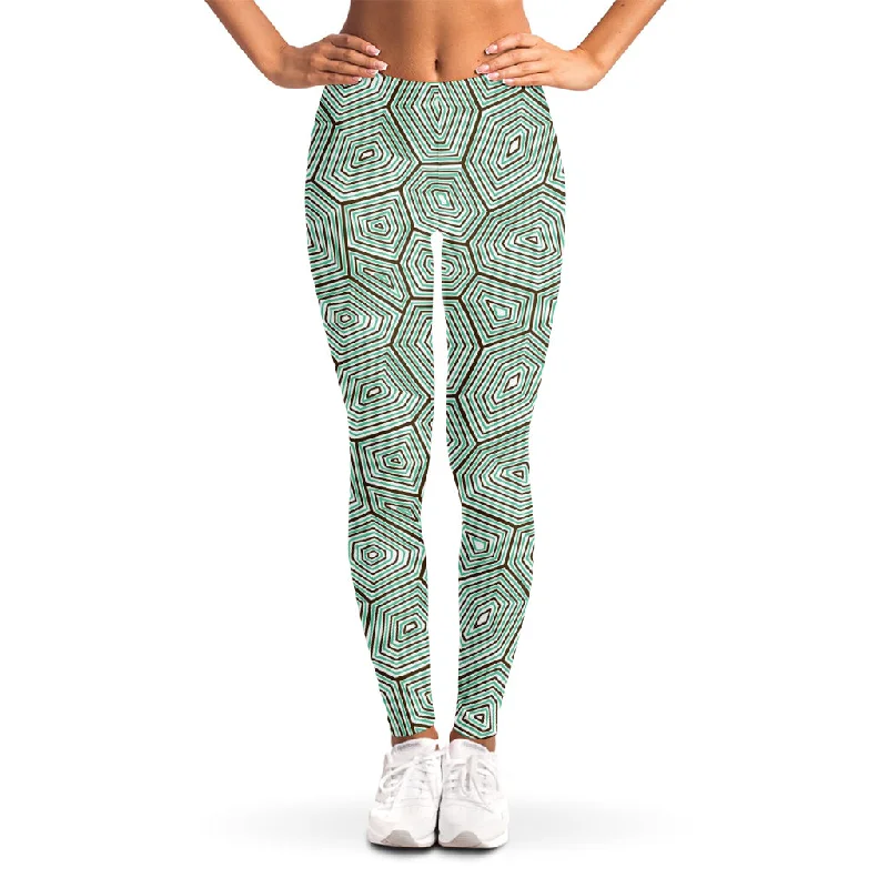 Turtle Shell Pattern Print Women's Leggings Comfortable Tummy Shaping Leggings