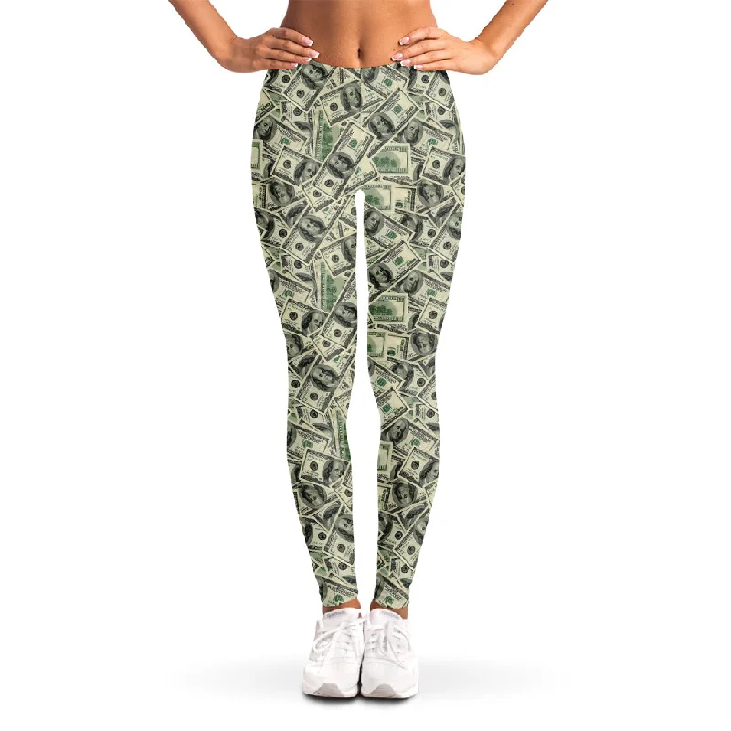 US Dollar Print Women's Leggings Chic Velvet Soft Leggings