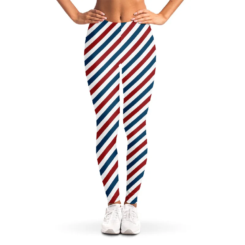 USA Patriotic Striped Pattern Print Women's Leggings Stylish Patterned Active Leggings