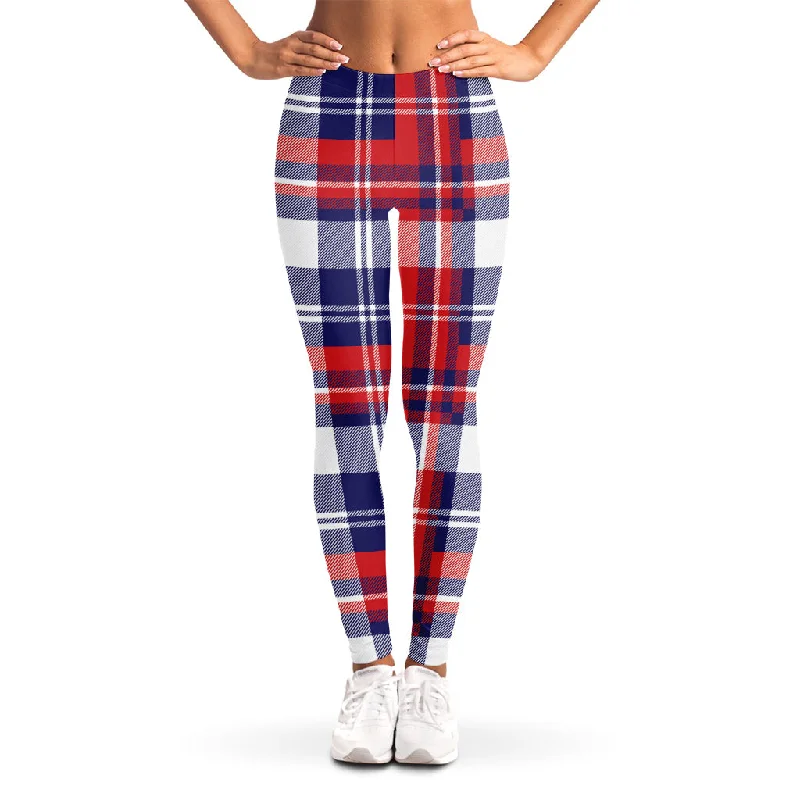 USA Plaid Pattern Print Women's Leggings Chic Floral Print Leggings