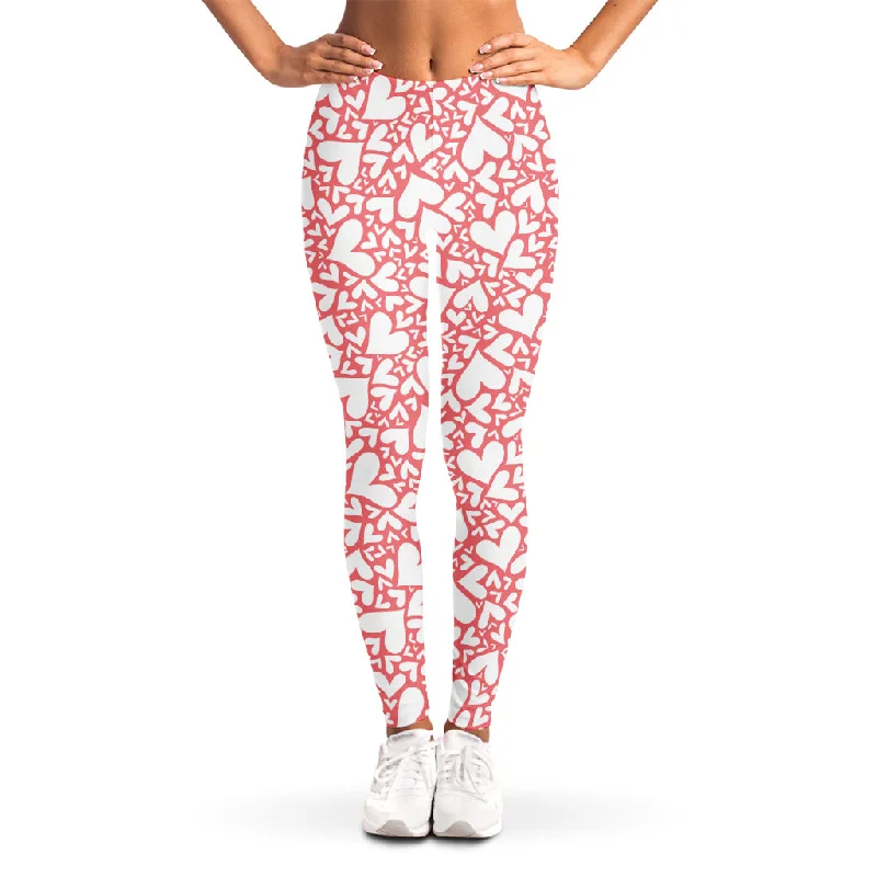 Valentine's Day Heart Pattern Print Women's Leggings Comfortable Ribbed Sports Leggings