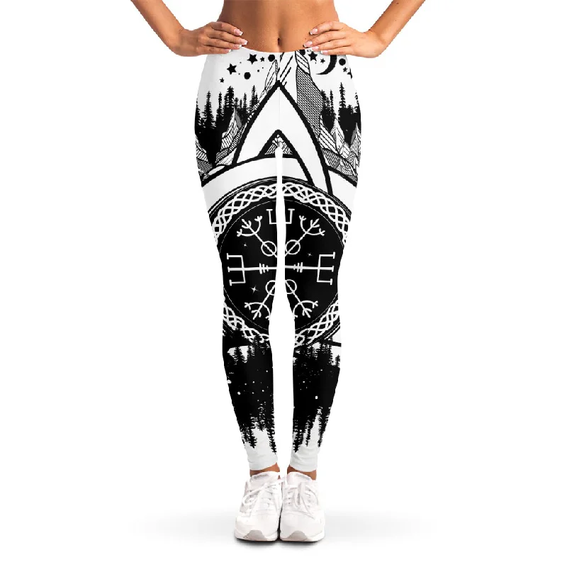 Viking Celtic Trinity Knot Print Women's Leggings Trendy Leather-Look Workout Leggings