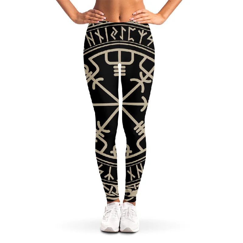 Viking Vegvisir Print Women's Leggings Cozy Yoga Compression Leggings