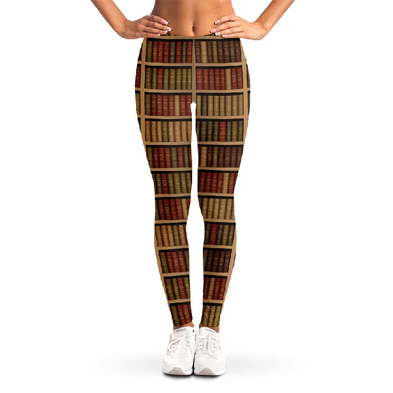 Vintage Bookshelf Pattern Print Women's Leggings Stylish Sweat-Proof Leggings