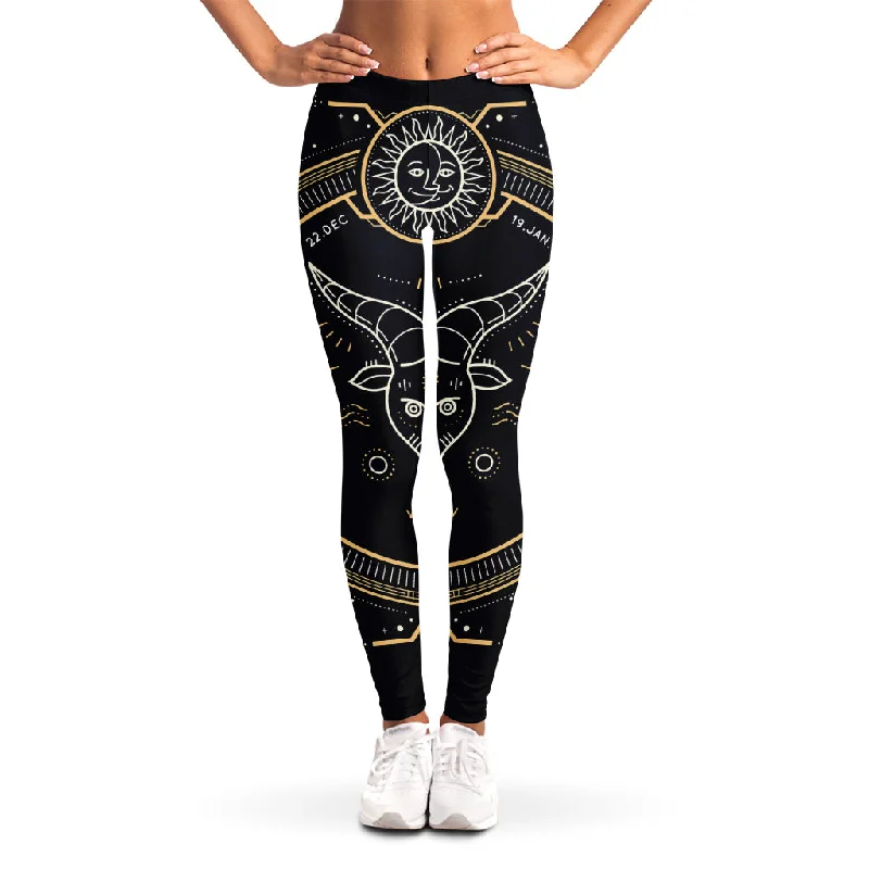 Vintage Capricorn Zodiac Sign Print Women's Leggings Fashionable Plus-Size Activewear