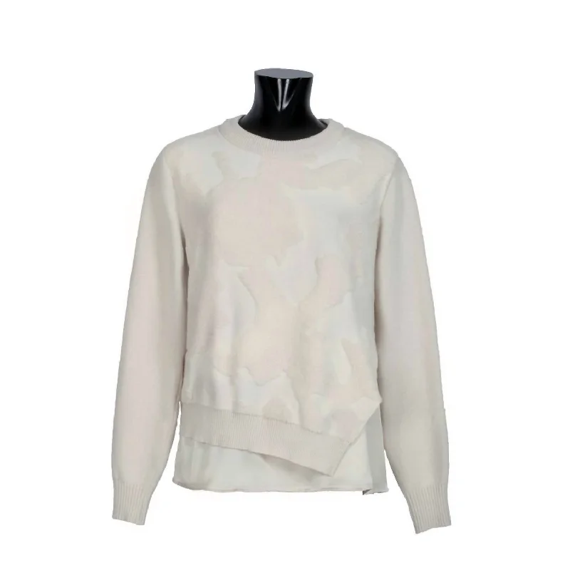 Women's Asymmetric Pullover Sweater In Ecru Layered Multi-layer Single Layer