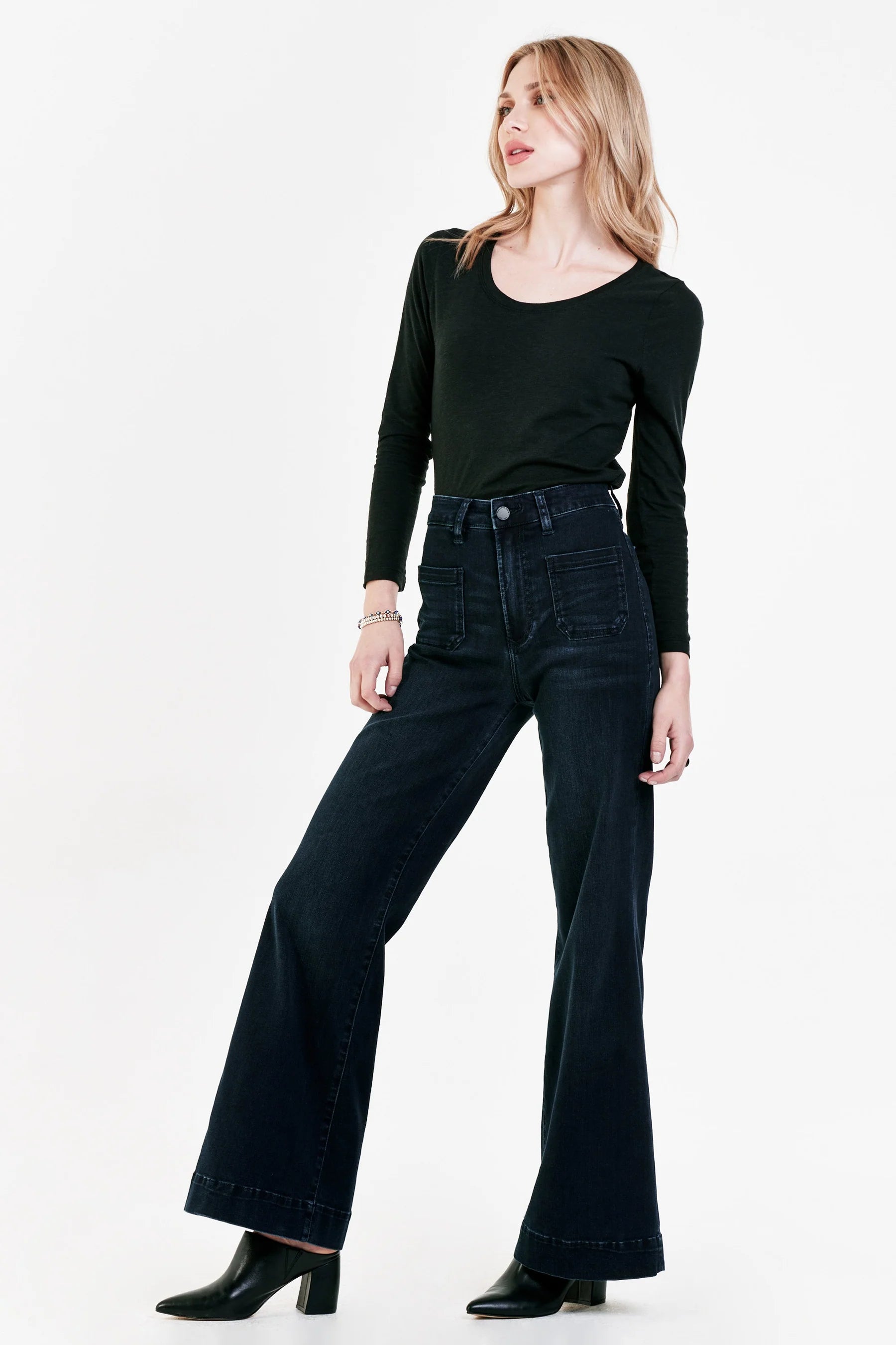 Dear John Denim Fiona Super High Rise Wide Leg Jeans Confession Comfortable Full-Length Denim Jeans