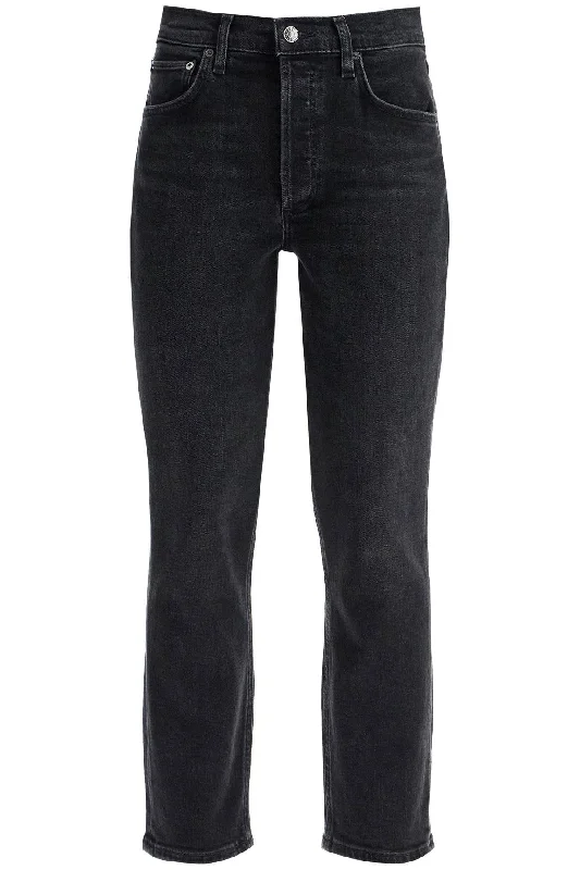 Riley Cropped Jeans  - Black Trendy Low-Rise Bootcut Jeans