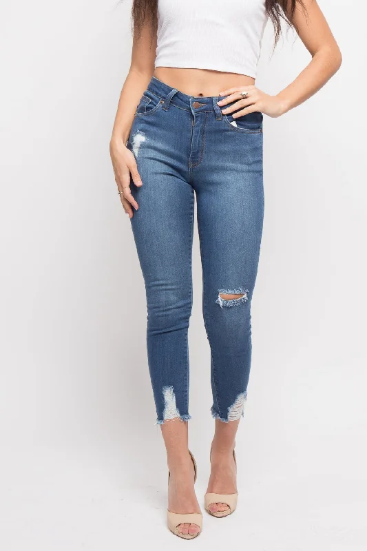 Essential Distressed Cropped Jeans Casual Loose Fit Jeans