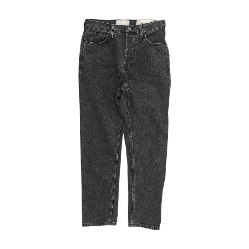 Black Solid High Rise Straight Leg Jeans Stylish Cargo Style Jeans