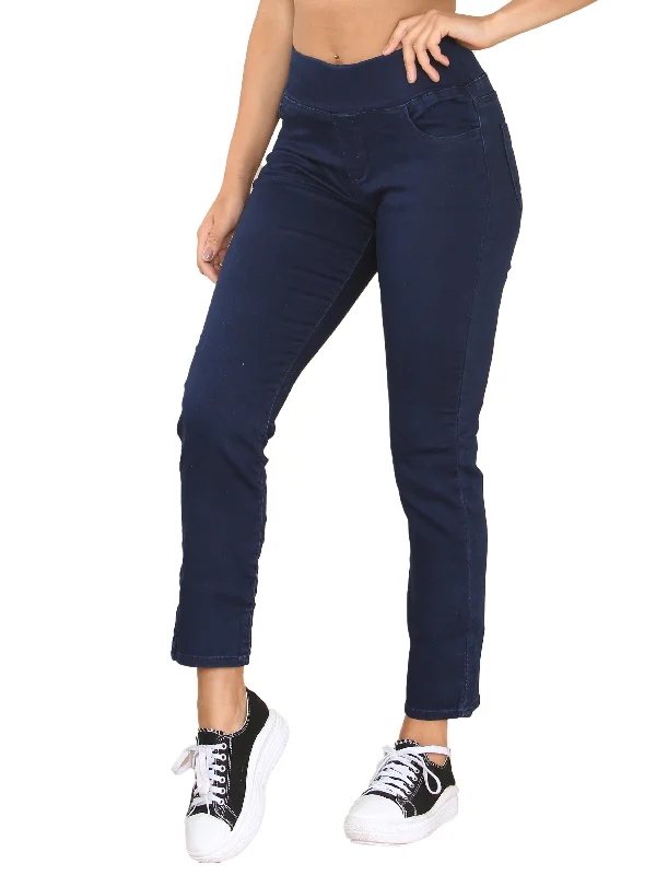 Enzo | Womens Wide Waist Jeans Comfortable Boyfriend Jeans