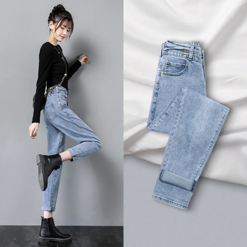 Harlan Jeans Women Summer Spring And Autumn Clothes Stylish High-Waisted Denim