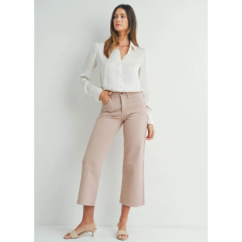 High Rise Slim Wide-Leg Jeans Elegant High-Waisted Flared Jeans