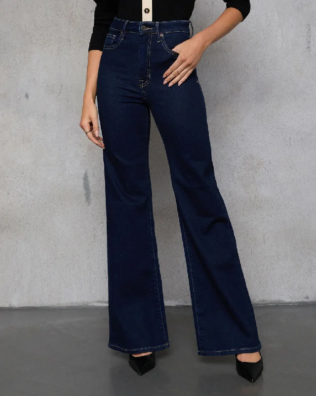 Jenna High Rise Wide Flare Jeans Chic Double Waistband Jeans