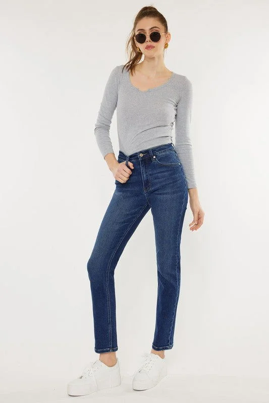 Kan Can USA High Rise Slim Straight Jeans Comfortable Ankle Jeans