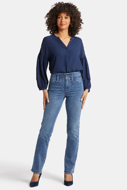 Marilyn Straight Jeans in Long Inseam - Clear Brook Trendy Bootcut High-Waisted Jeans