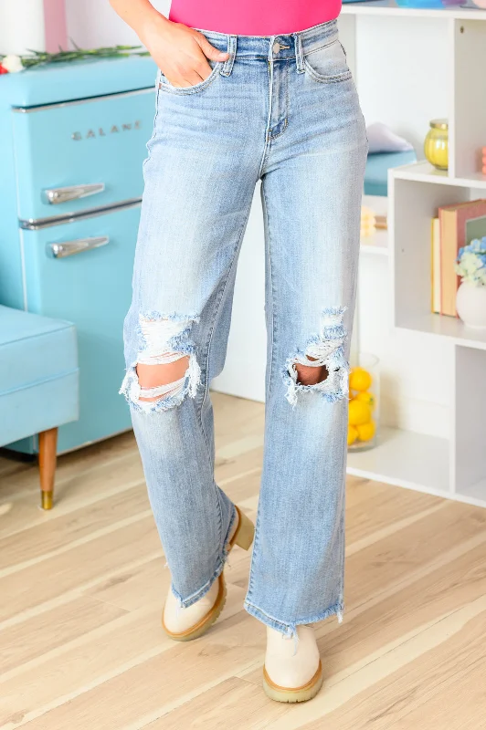 Rose High Rise 90's Straight Jeans in Light Wash Stylish High-Waist Skinny Denim