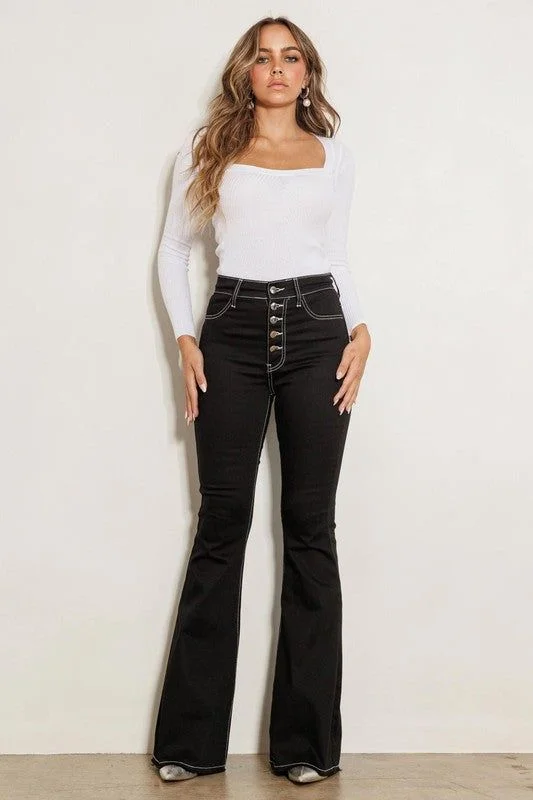 Vibrant MIU High Rise Flare Jeans Stylish High-Waisted Denim