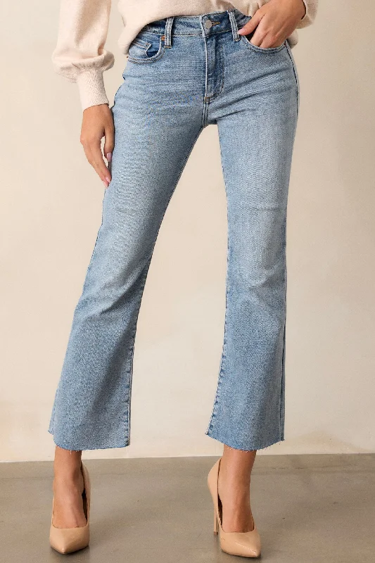 Wave Of Calm Light Wash Cropped Flare Jeans Comfortable Jogger Style Jeans