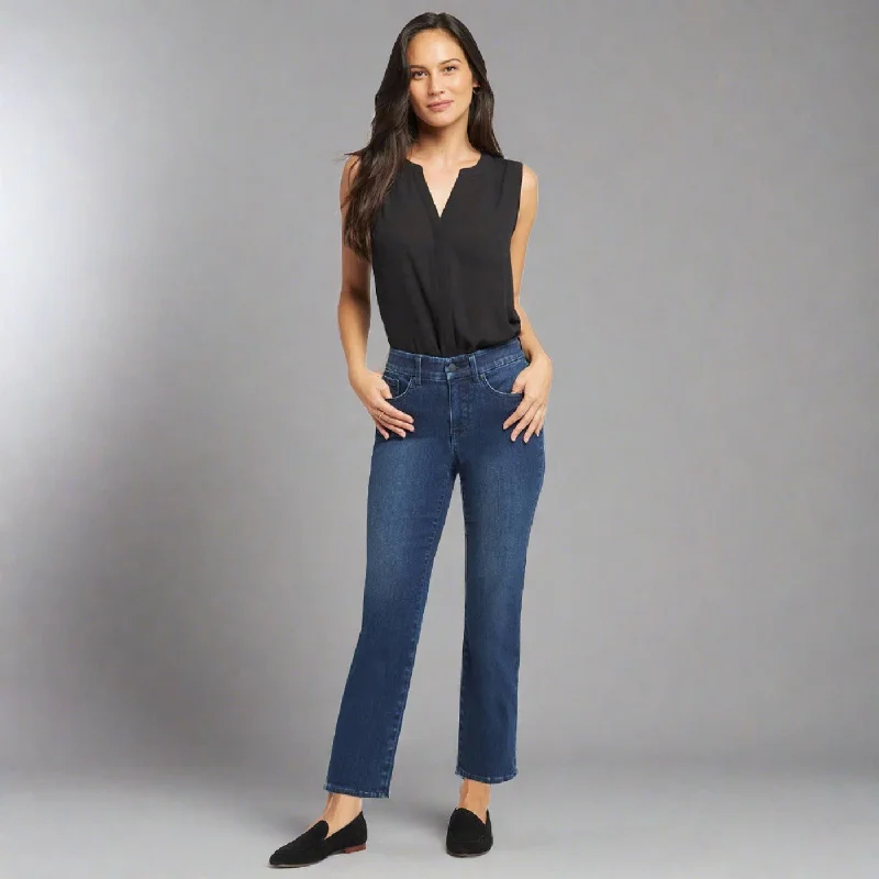 Blue Rinse Wash Straight Jeans Trendy Bootcut High-Waisted Jeans