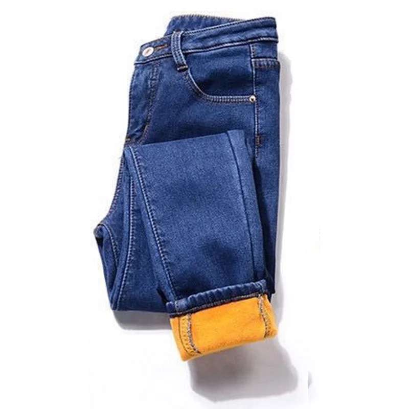 Women High Waist Jeans Comfortable Drawstring Waist Jeans