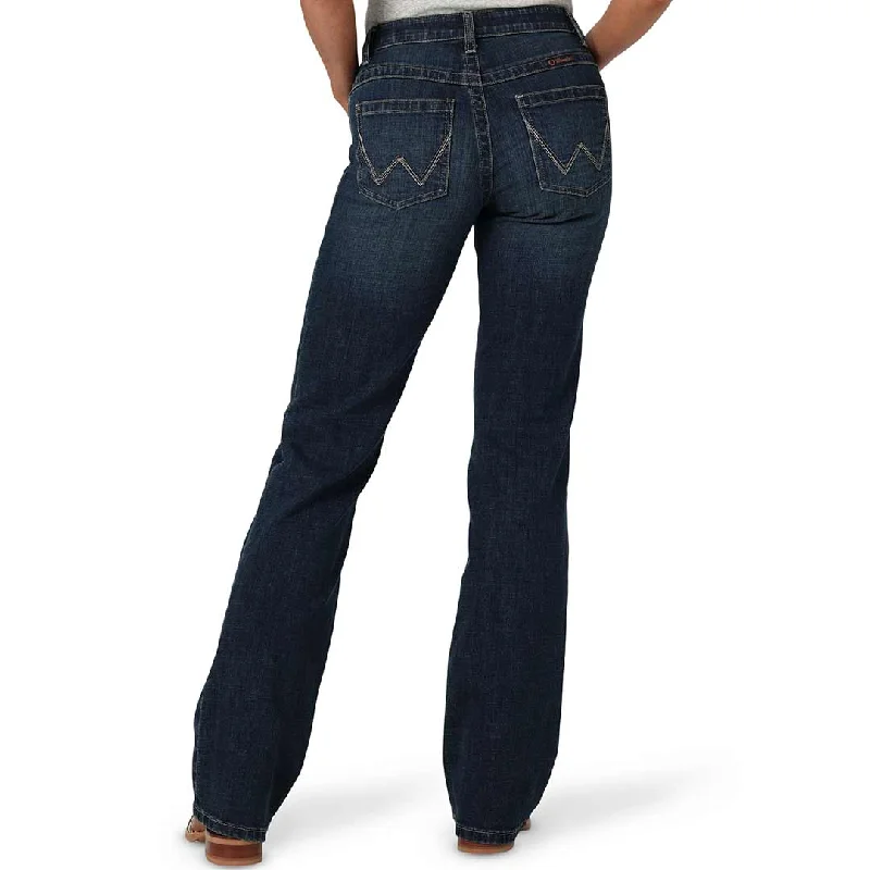 Wrangler Women's Ultimate Riding Jade Mid Rise Relaxed Fit Bootcut Jeans Trendy Paperbag Waist Jeans